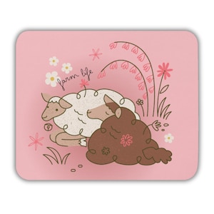 Cottagecore aesthetic mouse pad, computer accessory for women, floral desk mat, sheep office decor