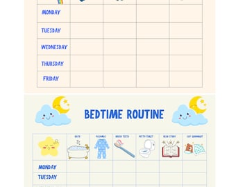 Kids' Morning & Bedtime Routine Chart: Printable Visual Guides (PDF Download)