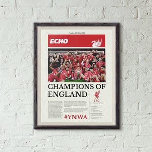 Liverpool FC Champions 2025 Wall Art | Page Newspaper Style | Trophy Celebration Football Wall Art | Premier League Poster | Digital Print