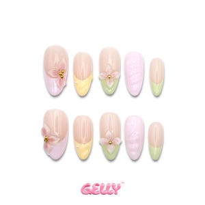 Floral Press On Nails, Kawaii Nails, Summer Press On Nail, Jelly Nails Press Ons, Flower Fake Nails, Beach Press On Nails, 3D Nails Press On