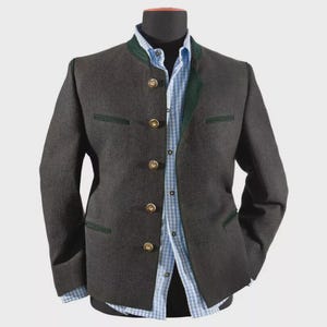 Traditional German Men&#039;s Jackets Men&#39;s Charcoal Grey German Bavarian Jacket Tyrol Loden Traction Jacket