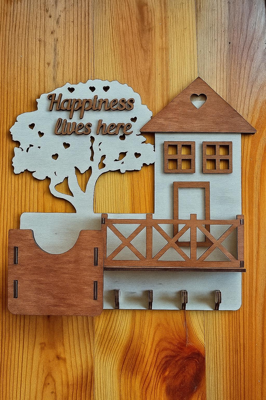 Wall Mail Organizer, Key Holder for Wall, Rustic Wood Entryway Rack ...