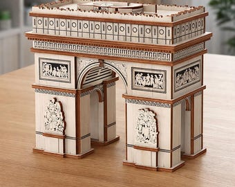 Puzzle in legno dell'arco di trionfo, modello di puzzle architettonico in legno 3D, kit fai da te di monumenti storici, regalo STEM per adolescenti e adulti