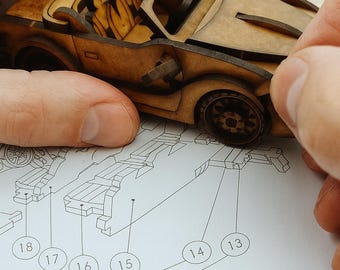 DIY Wooden Convertible Model Kit | 3D Wooden Car Puzzle | BMW Style Constructor for Kids & Adults | Handmade Eco Toy Gift