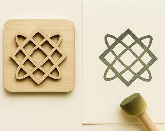 Wood Block Printing Stamp 10x10 cm – Handmade Wooden Print Block for Fabric, Textile, Clay & DIY Crafts