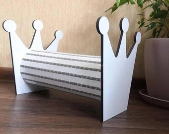 White MDF Headband Holder with Hidden Drawer – Hair Accessory Organizer