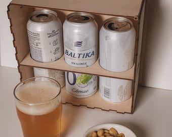 Wooden Beer Caddy, Groomsmen Gift, Personalized Beer Carrier, Father's Day Gift from Daughter, Rustic Beer Tote for Men
