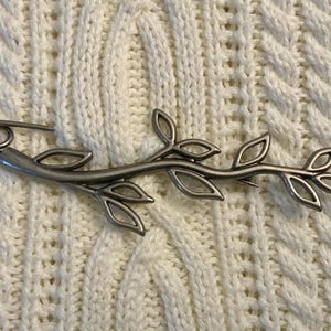 Open Leaf Shawl Pin, Pewter color Scarf, Sweater, shawl accessory Bent Spoon Jewelry