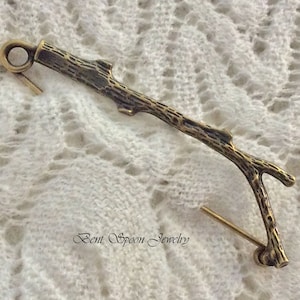 Bronze Twig Branch Shawl Pin, Scarf Pin, Shawl Pin, Shrug Pin, Bent Spoon Jewelry