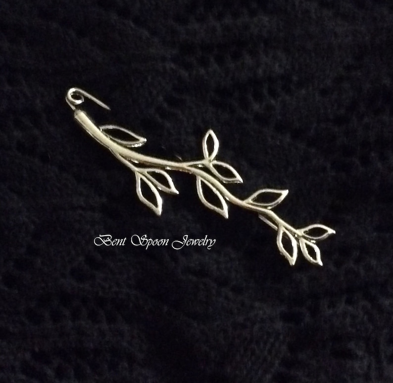 Silver Open Leaf Shawl Pin, Scarf Pin, Shawl Pin, Shrug Pin, Bent Spoon Jewelry image 1