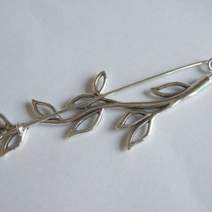 Silver Open Leaf Shawl Pin, Scarf Pin, Shawl Pin, Shrug Pin, Bent Spoon Jewelry image 2