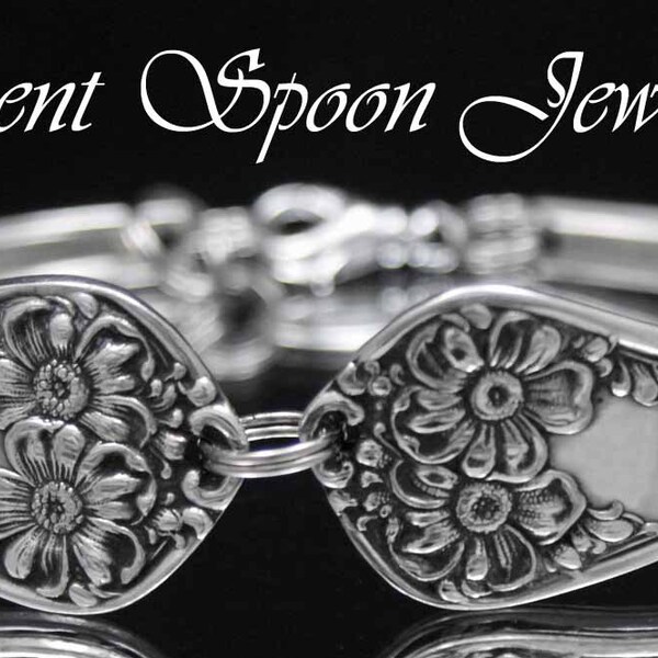 Spoon Bracelet, Spoon Jewelry, Daisy Flower 1906, Antique Silver Spoon Bracelet, Silverware Jewelry