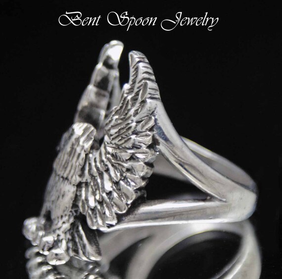 Sterling Silver Large Eagle Ring, Vintage Sterlin… - image 3