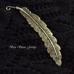 Silver Feather Shawl Pin, Scarf Pin, Shawl Pin, Shrug Pin, Bent Spoon Jewelry