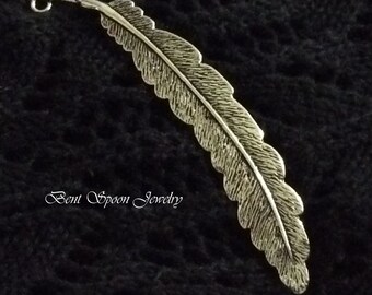 Silver Feather Shawl Pin, Scarf Pin, Shawl Pin, Shrug Pin, Bent Spoon Jewelry