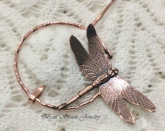 Shawl Pin, Copper Penannular Dragonfly Shawl Pin,Scarf Pin, Shrug Pin, Kilt Pin