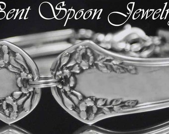 Spoon Bracelet,  Silverware Jewelry - Antique Spoon Jewelry - Trumpet Vine -1847