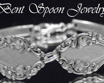 Spoon Bracelet, New Century 1898 Antique Silver Spoon Bracelet, Silverware Jewelry, Spoon Jewelry