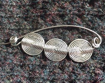 Contemporary Circles lightweight silver Shawl Pin, Scarf Pin, Sweater Pin, Shrug Closure