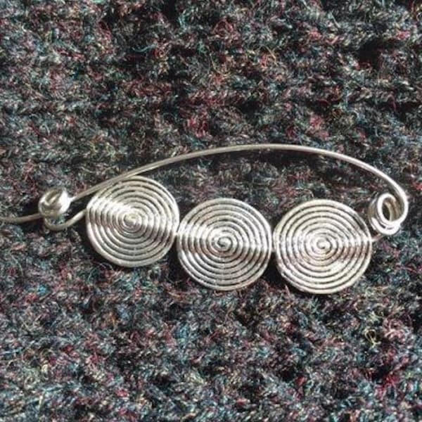 Contemporary Circles lightweight silver Shawl Pin, Scarf Pin, Sweater Pin, Shrug Closure