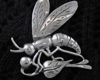 Vintage Sterling Silver Dragonfly Pin, Brooch, Lapel Pin, Shawl Pin, Dress Pin, Coat pin