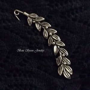 Silver Leaf and Berries Shawl Pin, Scarf Pin, Shawl Pin, Shrug Pin, Bent Spoon Jewelry