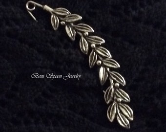 Silver Leaf and Berries Shawl Pin, Scarf Pin, Shawl Pin, Shrug Pin, Bent Spoon Jewelry