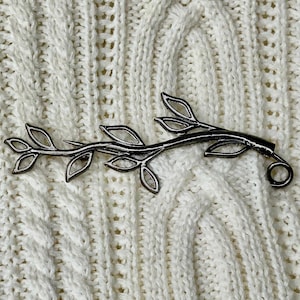 Open Leaf Shawl Pin, Pewter dark color Scarf Pin, Shawl Pin, Shrug Pin, Bent Spoon Jewelry