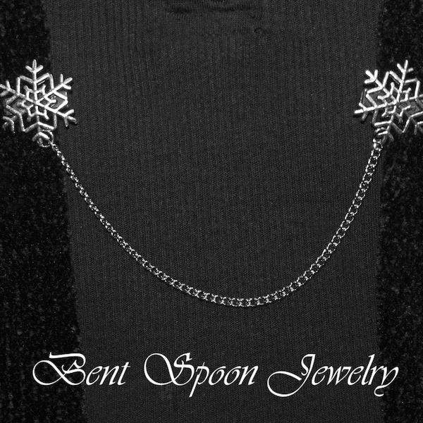 Silver Snowflake Sweater clip, Cardigan clip Collar Clip BentSpoonJewelry