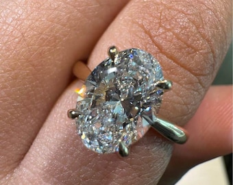 Ovaler 3 Karat Diamant Verlobungsring: Versteckter Halo Solitär