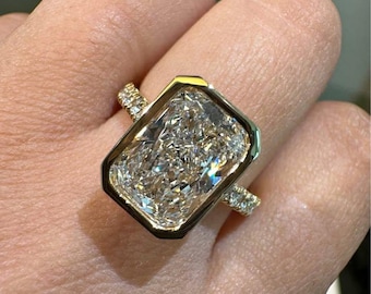 Anello di fidanzamento con diamante brillante da 4 carati, creato in laboratorio: oro massiccio con castone