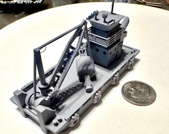 40' Barge Crane N Scale 1:160 with Navigation Buoy Custom Designed Handcrafted