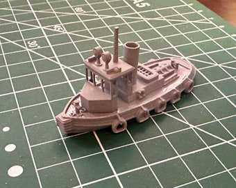 Remolcador de puerto de 29 pies a escala N (1:160), diseño personalizado, impreso en resina 3D, sin pintar