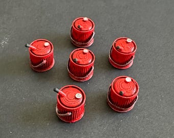 Seis bidones de gasolina a escala S: contenedor de gasolina antiguo para maquetas de trenes a escala S (1:64)