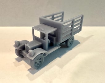 Diorama de ferrocarril con impresión en resina 3D, escala HO 1:87, de un camión de estacas de los años 30