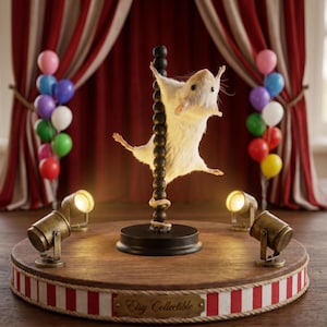 Taxidermie vraie pole dance, monture souris acrobatique, taxidermie voyou, cadeau bizarrerie, cadeau bâillon, spécimens d'animaux