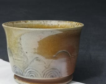 Wood-Fired Ceramic Tea Cup–Rustic Pottery Appreciation of Tea Ceremony Utensils-Anniversary Gift-Wabi-Sabi Teaware Dated by Artist