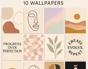 Modernes Handy-Tapeten-Paket | Abstrakte Botanische Kunst (Digitaler Download