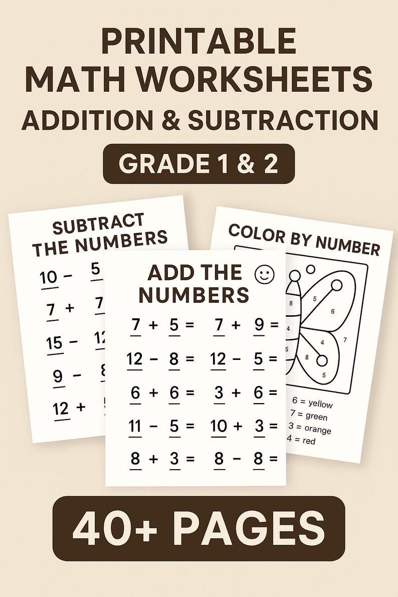 Printable Math Workbook: Addition and Subtraction Practice (PDF ...