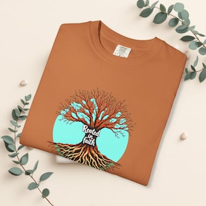 Rooted in Faith Christian T-Shirt: Women&#39;s Inspirational Tee