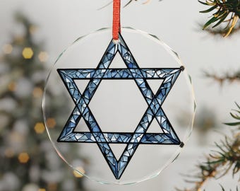 Decorazione di Hanukkah, Stella di David in vetro di cristallo effetto vetro colorato, bellissima idea regalo per la famiglia ebraica