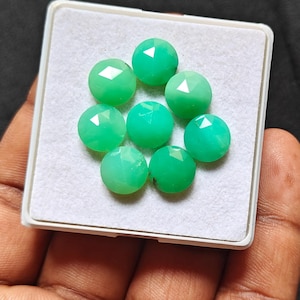 Natural Chrysoprase Rose Cut Round Cabochon Lot: AAA Quality Gemstones for Jewelry