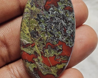 Natural Blood Jasper Cabochon, Smooth Oval Gemstone