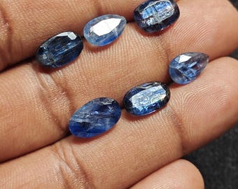 AAA Blue Kyanite Gemstone Cabochon Lot: Faceted Mix Shape