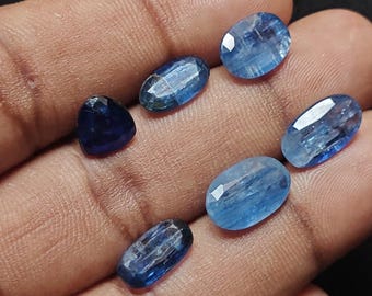 AAA Blue Kyanite Gemstone Cabochon Lot: Faceted Mix Shape
