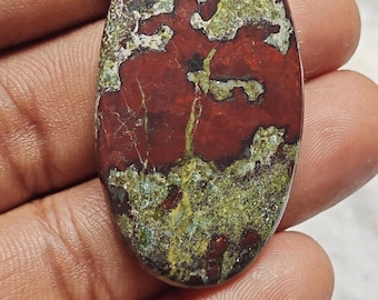 Natural Blood Jasper Cabochon, Smooth Oval Gemstone