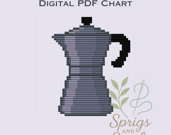 Coffee Percolator | Needlepoint and Cross Stitch Chart | PDF Digital Download