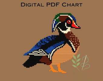 Holzente | Kreuzstich und Stickmuster Vorlage | PDF Digitaler Download