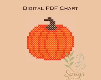 Fall Pumpkin | Needlepoint and Cross Stitch Chart | PDF Digital Download