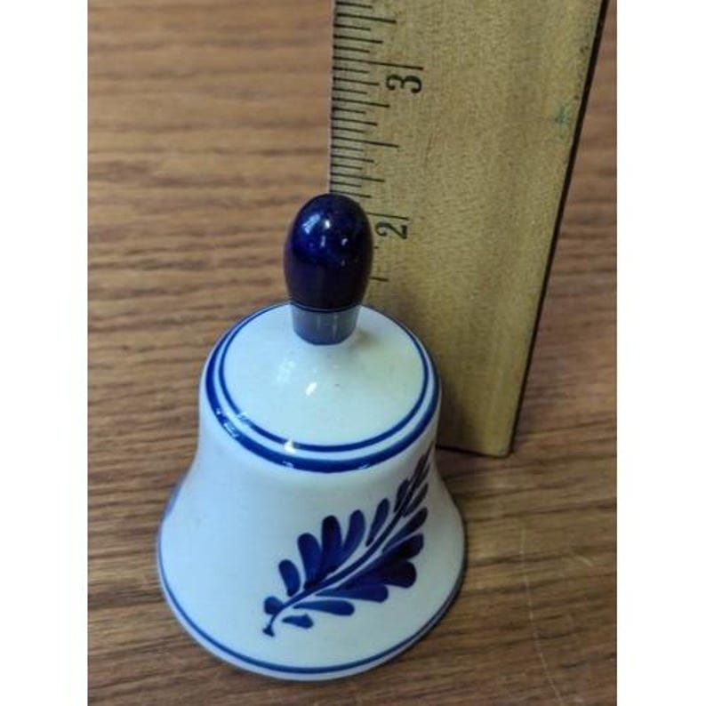 Vtg. Hand Painted Delft Blue Ceramic Bell With Dutch Nautical Scene ...
